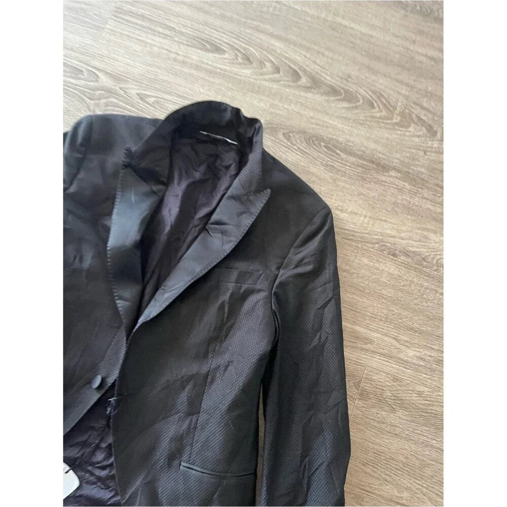 Manuel Ritz Evening Blazer Mens 48 Black Jacquard Satin Lapel Tuxedo Sport Coat
